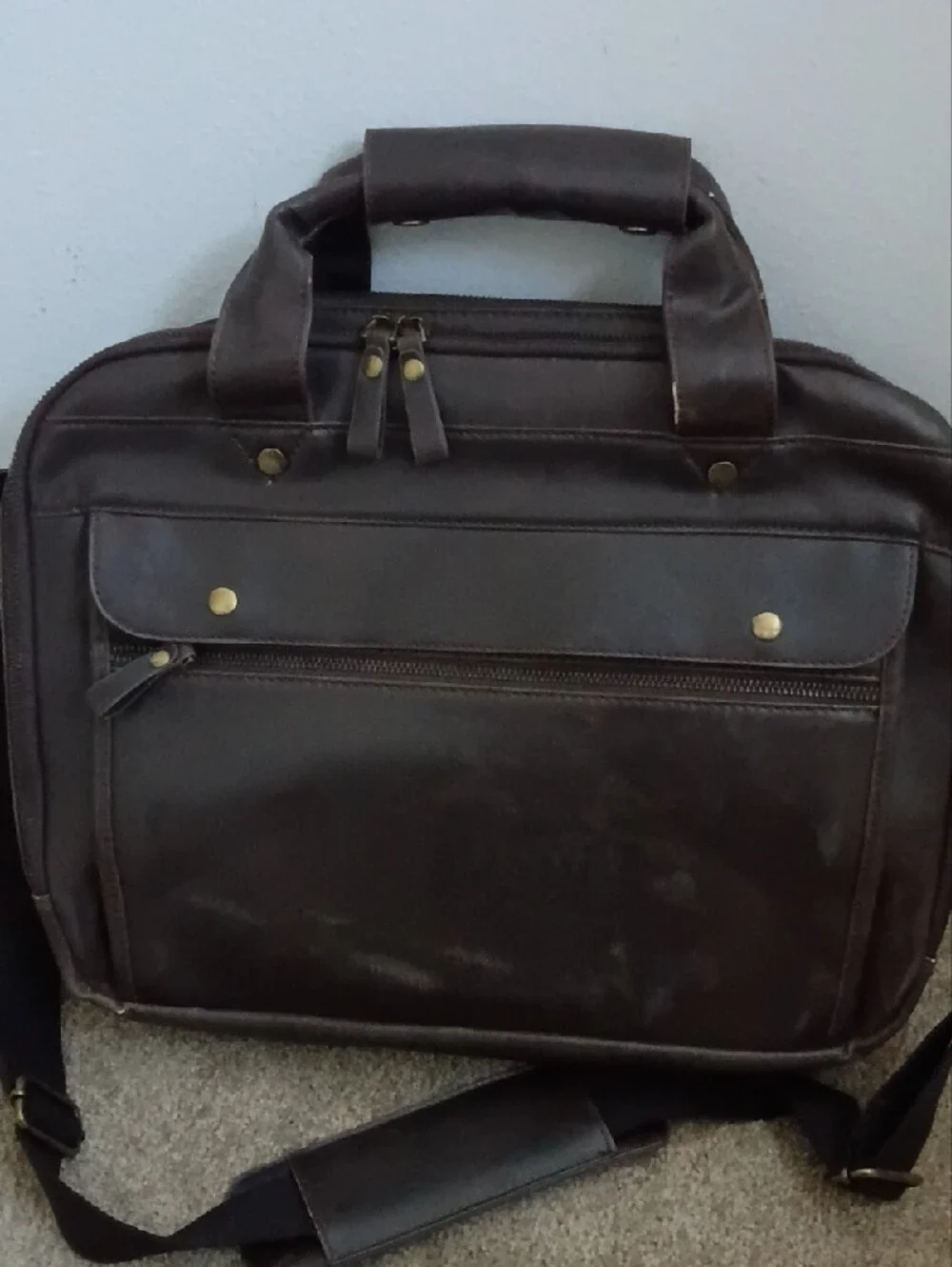 Men's Dark Brown Leather Briefcase Bag